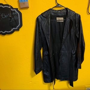 Vintage genuine leather pea coat jacket